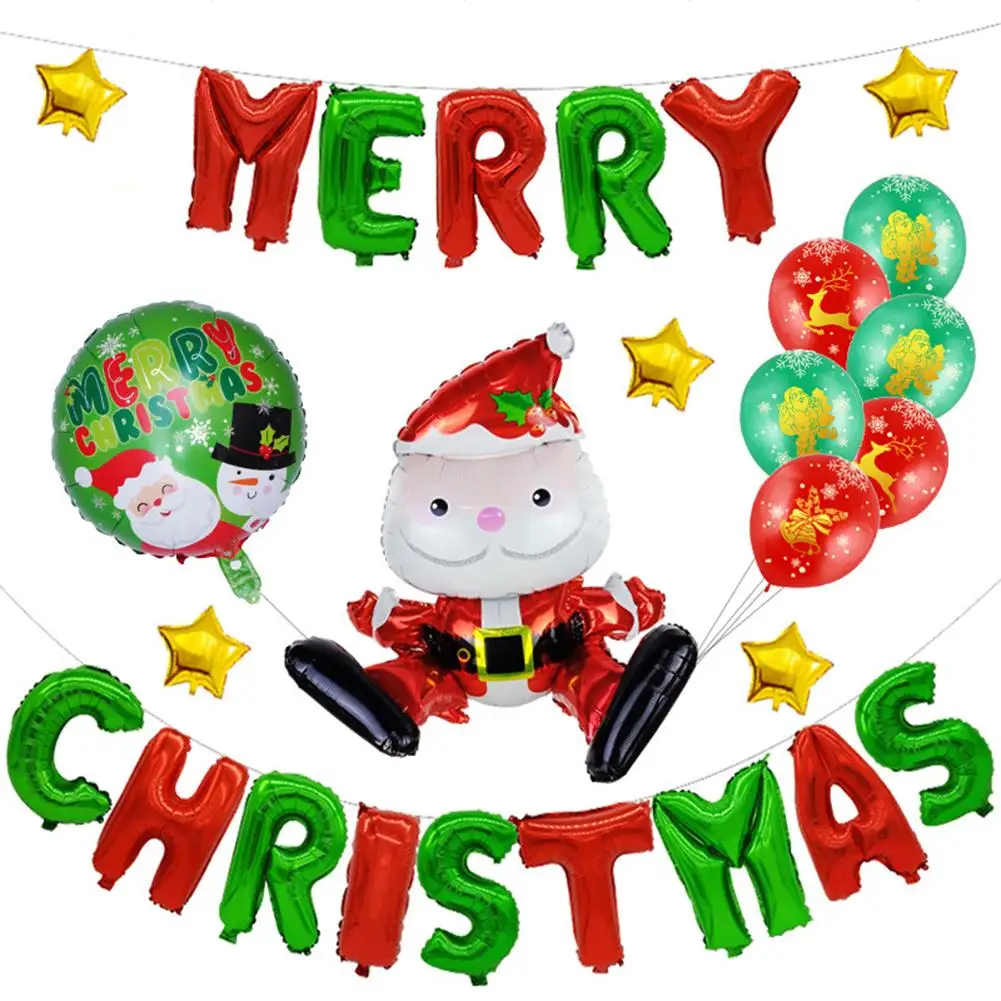 

13 Pieces Per Set Merry Christmas Santa Claus Balloons Set Festival Atmosphere Party Decoration Christmas Supplies Ballons Set