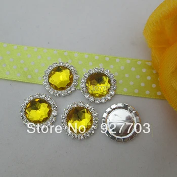 

(CM784 17mm)50pcs Yellow Diamante Crystal Cluster Rhinestone Buttons For Gift