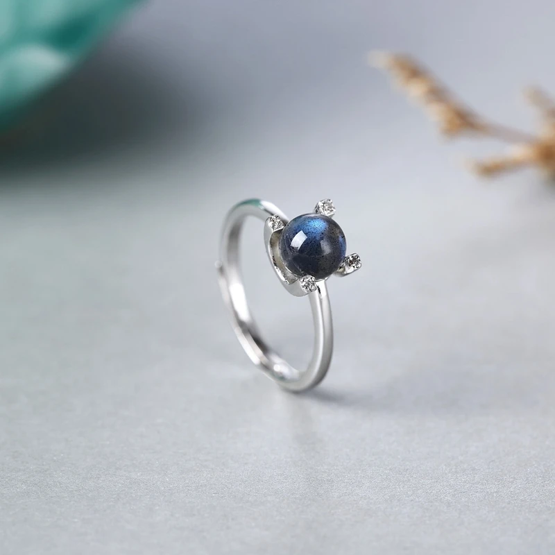 

LouLeur 925 sterling silver Labradorite rings handmade natural blue light Labradorite luxurious rings for women fine jewelry