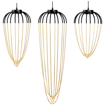 

Europe style Luxury Foyer Modern Simple Pendant lights Country Vintage Restaurant Aluminum Chain Droplight LED Creative Fixture