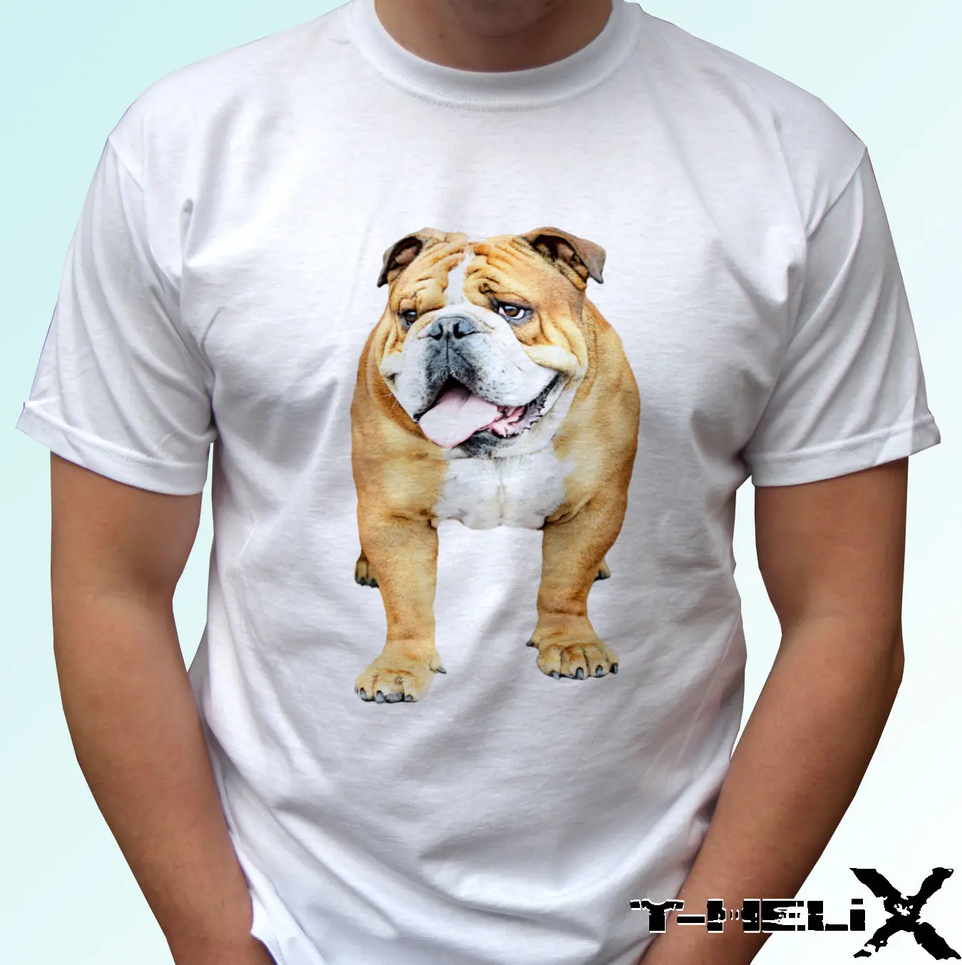 Printed T Shirt Men Bulldog English Dog T Shirt Top Tee Design Mens