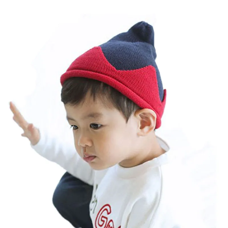 NEW Fashion candy color crown shape knit children beanies boys girls hats baby caps kids warm wear accessories 