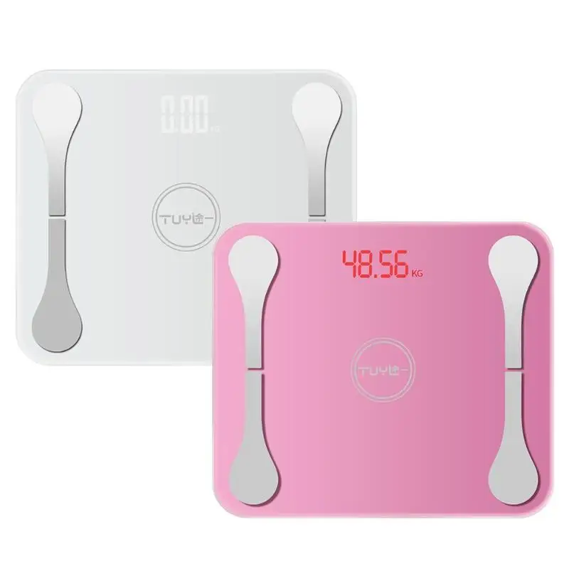 

Smart Electronic LCD Digital Scales Floor Body Weight Fat BMI Bluetooth APP for Apple Bathroom Household Balance USB Charging