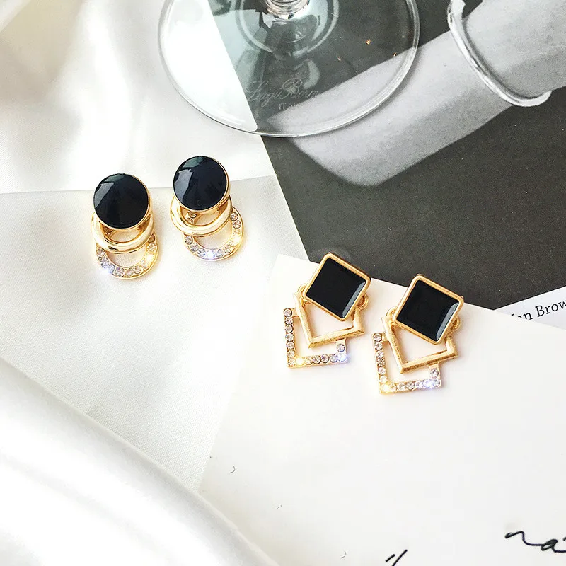 Стиль простые серьги геометрические черные серьги в шпильках Корейская индивидуальность чистая красная маленькая простая бижутерия для женщин