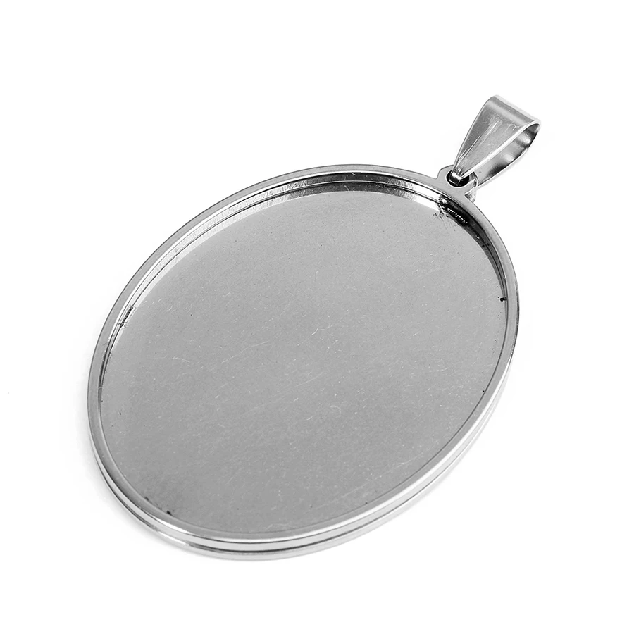 18*25//30*40mm Oval Stainless Steel Pendant Charm Blank Trays Cabochon Bases 5pcs