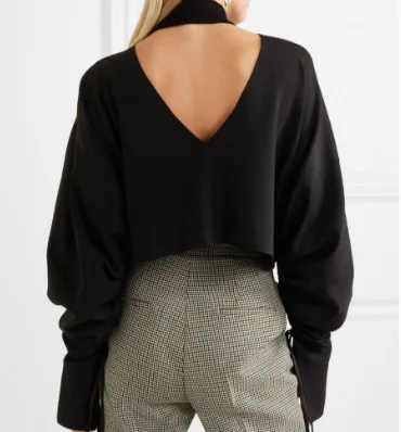 2019 New Spring Turtleneck V - Neck High Neck Front Back Wear Loose Drawstring High Waist Long Sleeve Thickened Knitted Sweater 2019 New Spring Turtleneck V - Neck High Neck Front Back Wear Loose Drawstring High Waist Long Sleeve Thickened Knitted Sweater