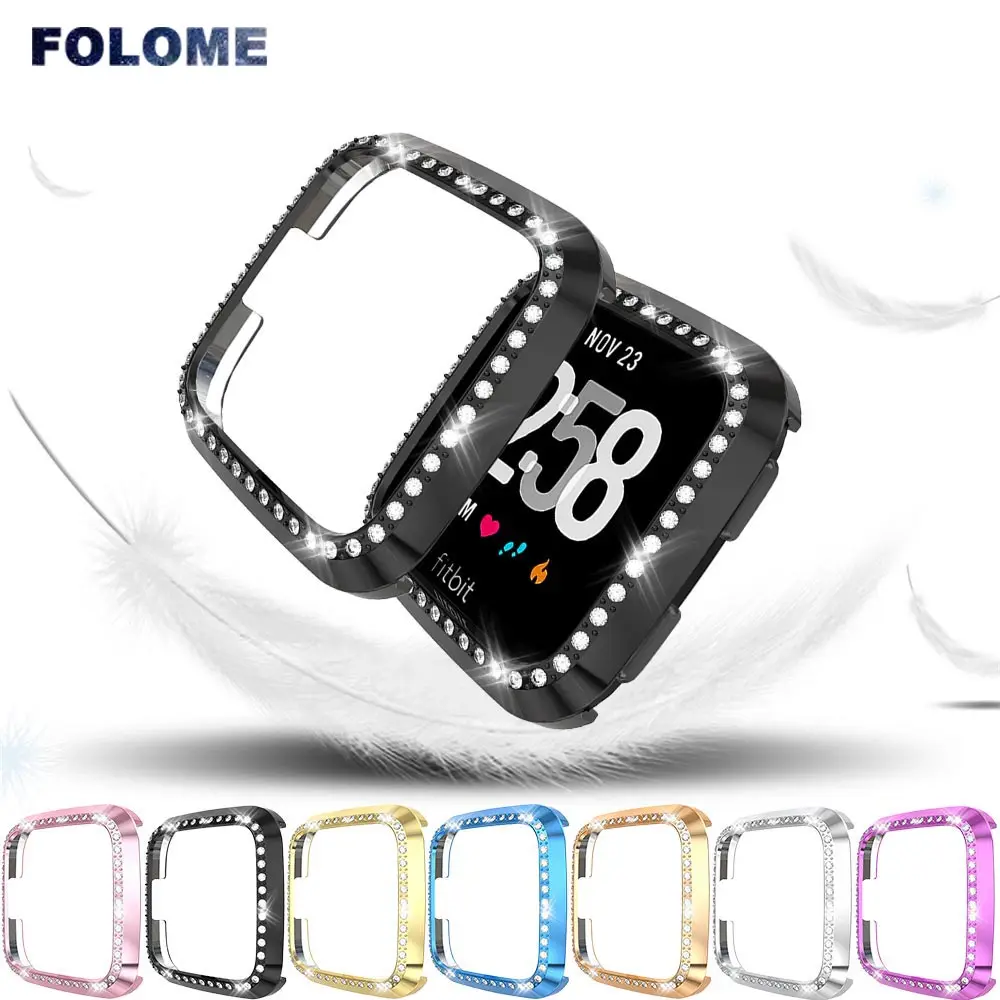 

Hollow-Out Plating PC Diamond Case Cover For Fitbit Versa / Versa Lite Smart Watch Case Bumper Protection Frame Accessories