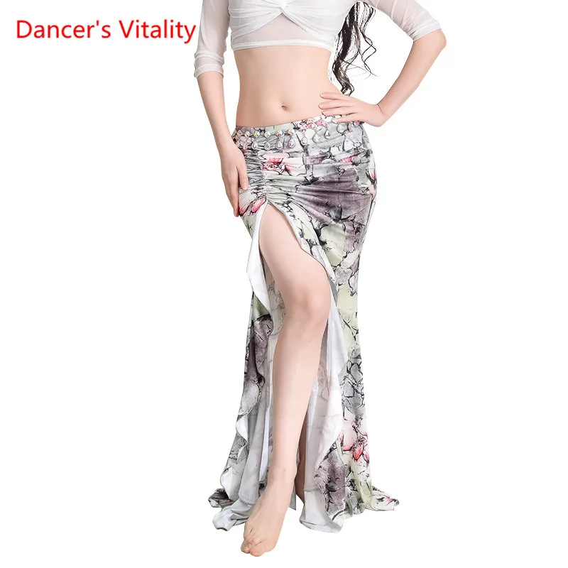 New Practice Belly Dance Costume Milk Silk flower elegant Long Skirts