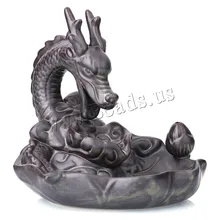 Creative Home Decor Backflow Incense Burner Ceramic Dragon Censer Waterfall Aromatherapy Furnace Holder With 10pcs Incense Cones