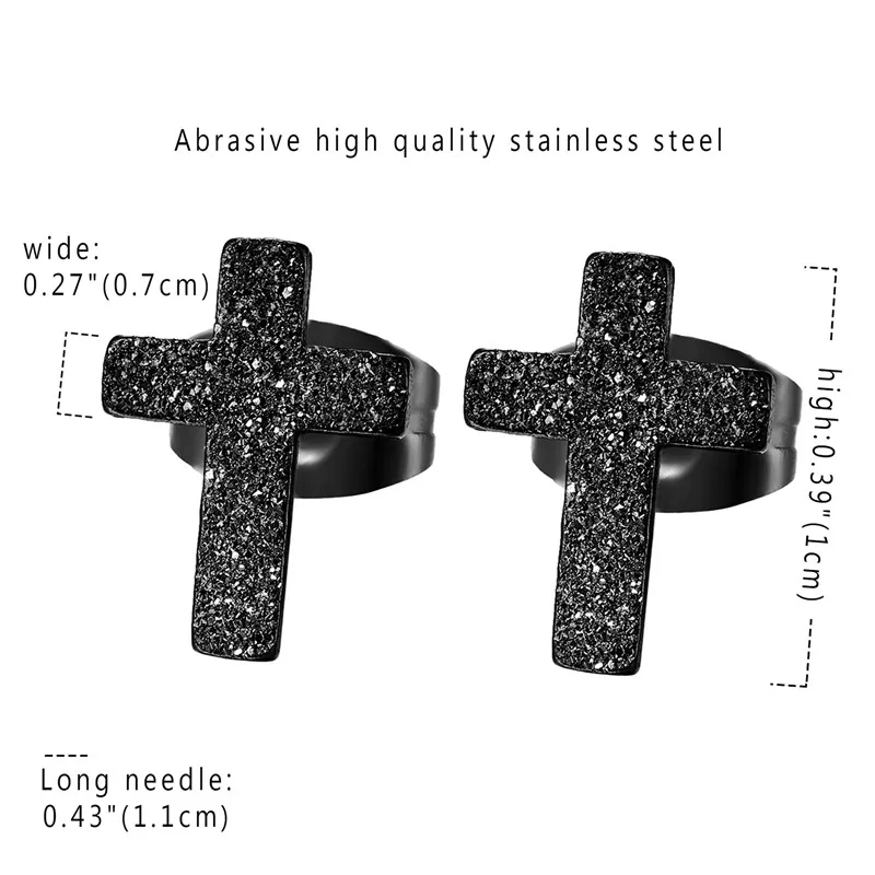 Boniskiss тусклый лак маленький черный гвоздик в форме Креста из нержавеющей стали серьги для женщин и мужчин горячая мода Brincos Pendientes