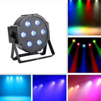 

7pcs 12w led lamp beads 7x12W led Par lights RGBW 4in1 flat par led dmx512 disco lights professional stage dj equipment