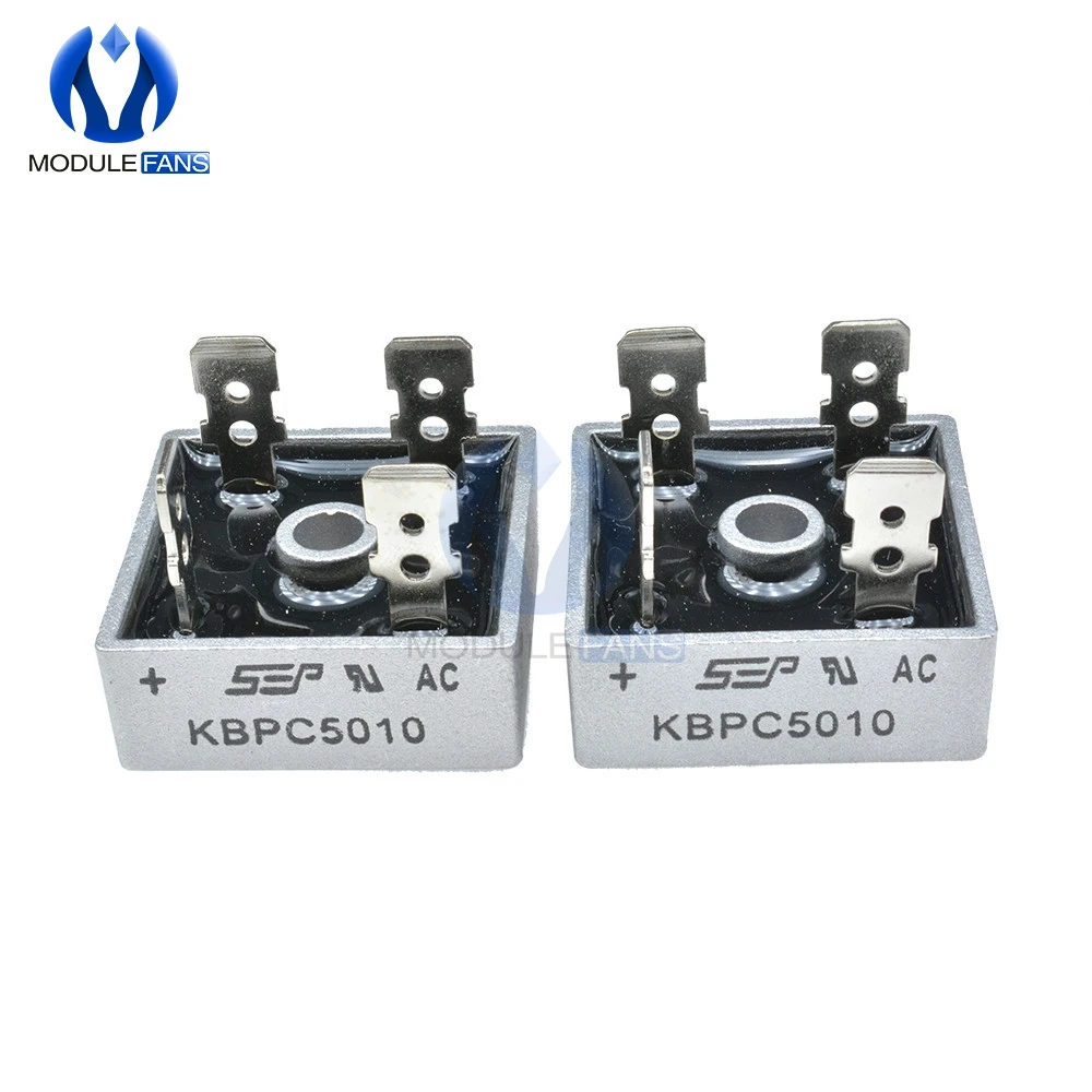 5PCS Single Phase KBPC5010 Diode Bridge Rectifier Diode 50A 1000V KBPC 5010 Power Diy Electronic 4 Four Terminals
