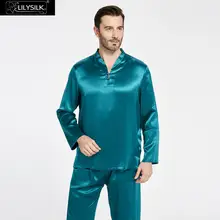 LilySilk пижама мужская белье костюм домашняя одежда для мужчн Пижамный комплект шелк 22 momme китайский Стиль