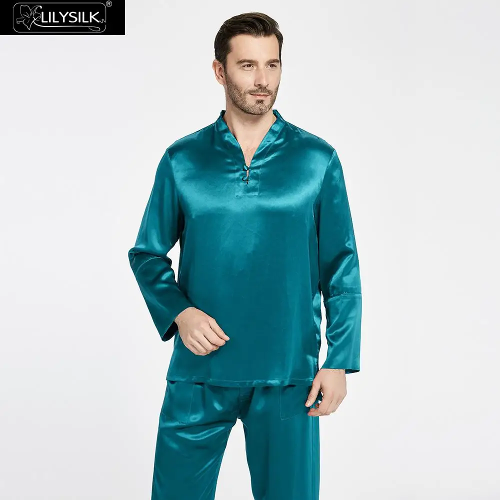 LilySilk пижама мужская белье костюм домашняя одежда для мужчн Пижамный комплект