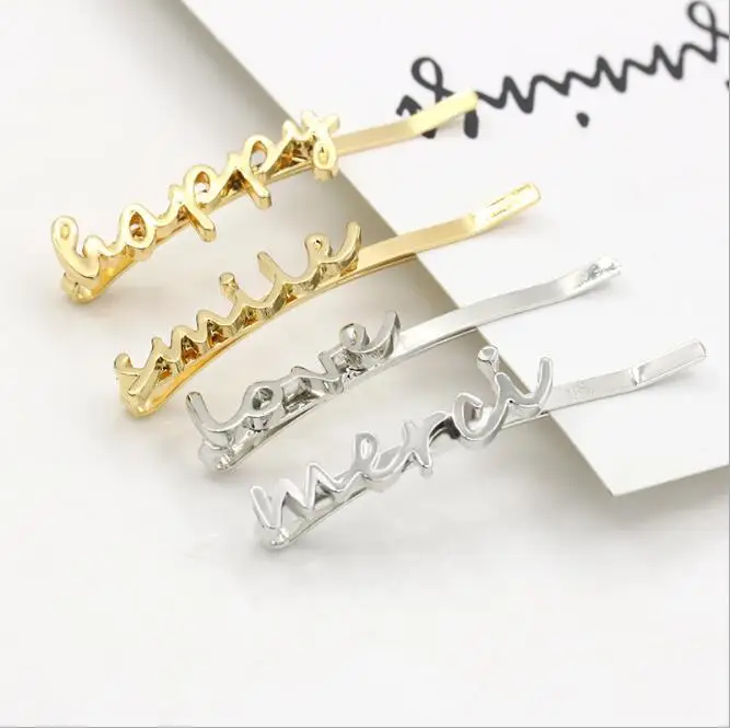 

1PC Fashion lovely Women Girls love Shape Gold Color Hair Clip Barrettes Christmas Party Hairpin Hair Accessories 2017 new Hot