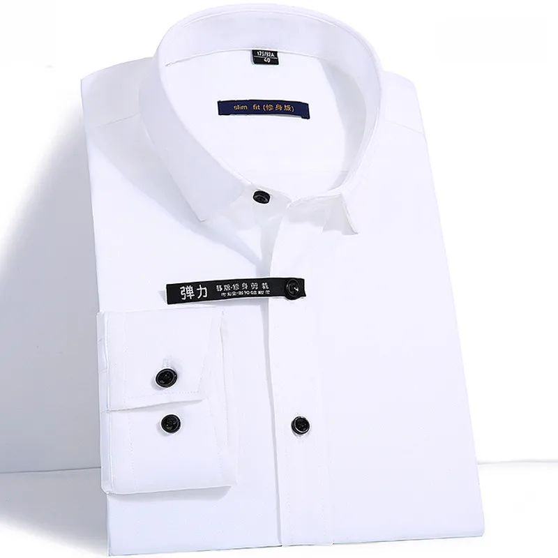 نوعية ممتازة 2018 جديد بأكمام طويلة بدوره أسفل طوق الخيزران الألياف المرنة يتأهل رجل اللباس قمصان دون الجبهة جيب