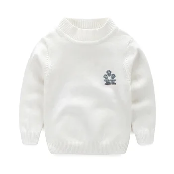 

Long Sleeve Kids Sweaters Solid Knit Pullover Boys Sweaters Cotton Warm Crochet Girls Sweaters Foot Embroidery Children Clothing