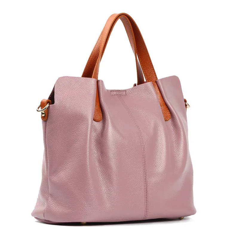 ZROM Брендовая женская сумка из натуральной кожи, высокое качество, модная женская сумка на плечо, одноцветная сумка с верхней ручкой, сумочка - Цвет: Pink
