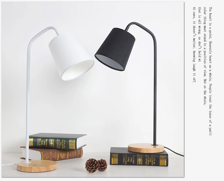 Современная светодиодная настольная лампа, тканевая настольная лампа, обучающая, для чтения, для спальни, теплый, для учебы, мини-Настольный светильник, белые, черные, стоячие лампы TA063