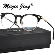 Magic Jing ацетат и комбинация из нержавеющей стали Оптические рамки близорукость очки GM3003