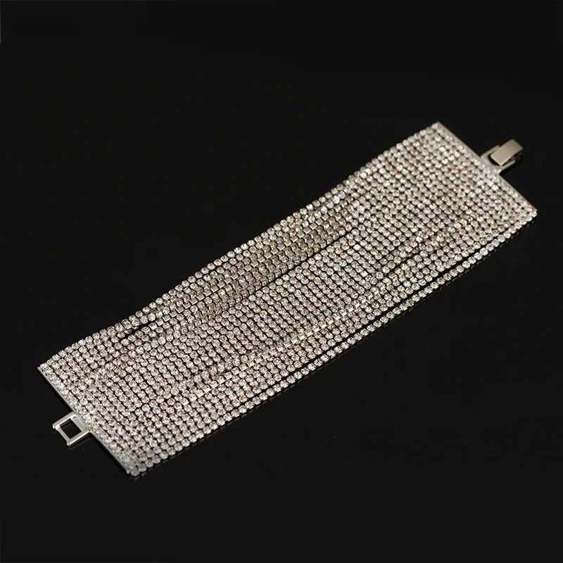 

PPG&PGG Women Multi-layer Crystal Charms Wide Bangle & Bracelet Gold Color Chain Bracelets Femme Fashion Jewelry