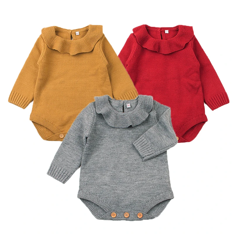 Wool Baby Rompers Autumn Baby Girl Sweater Solid Baby Girl Clothes
