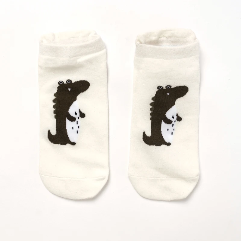 Унисекс Вязание динозавр мужские носки Модные хлопковые невидимые забавные носки невидимые 1 пара Прямая поставка поставщиков - Цвет: Brown