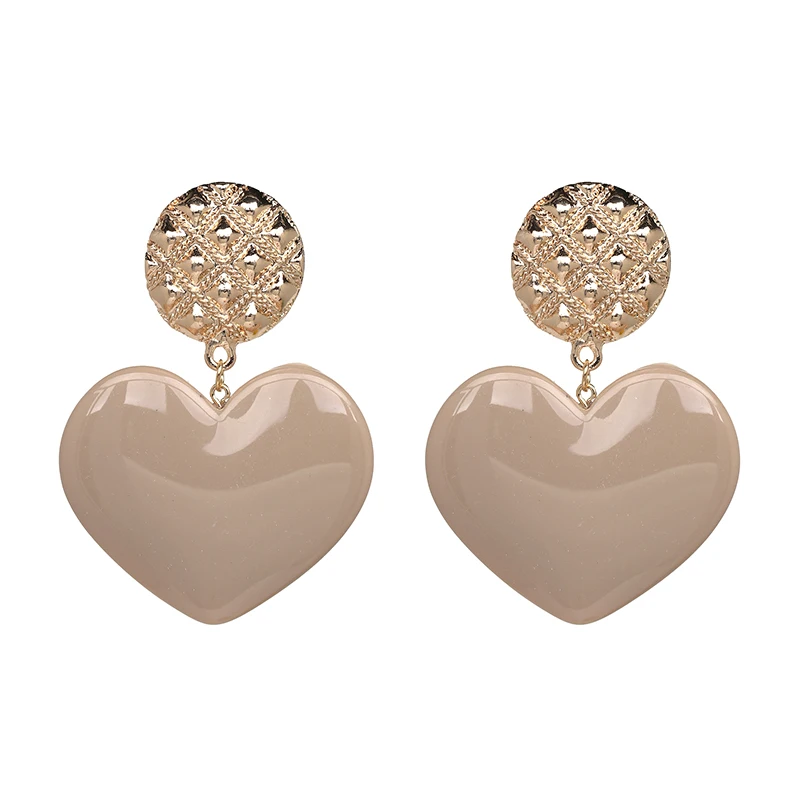 FASHIONSNOOPS New Hot Heart Shaped Charm Resin Drop Earrings for Women Wedding Boho Cute Love Dangle Earring Jewelry Earrings