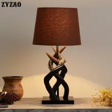 Настольная лампа из дерева, ротанга, рога оленя, модель для Юго-Восточной Азии, для гостиной, спальни, прикроватный Настольный светильник, дизайнерский домашний декор, настольная лампа