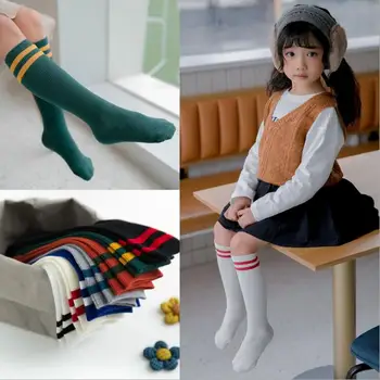 

Spring Autumn girls kitten stripe Stockings girl Knee half football Stocking 1-8years 35cm 8colors TZ017 TZ05