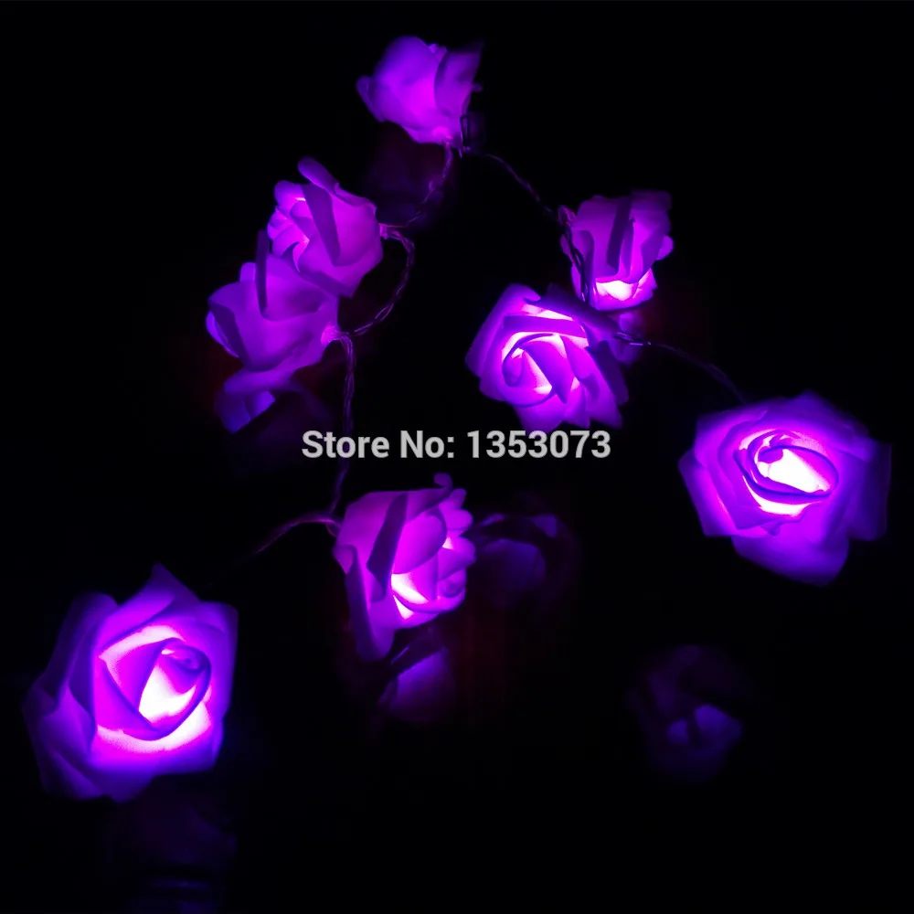 Rose Flower LED Valentines Day String Lights Colorful Rosa Christmas Festival Party Garden Bedroom lumiere - purple lighting 1-2