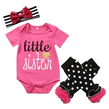 Новинка года, одежда для маленьких девочек детский комбинезон с короткими рукавами, топы+ леггинсы+ повязка на голову для ребенка, комплект летней одежды для детей от 0 до 24 месяцев