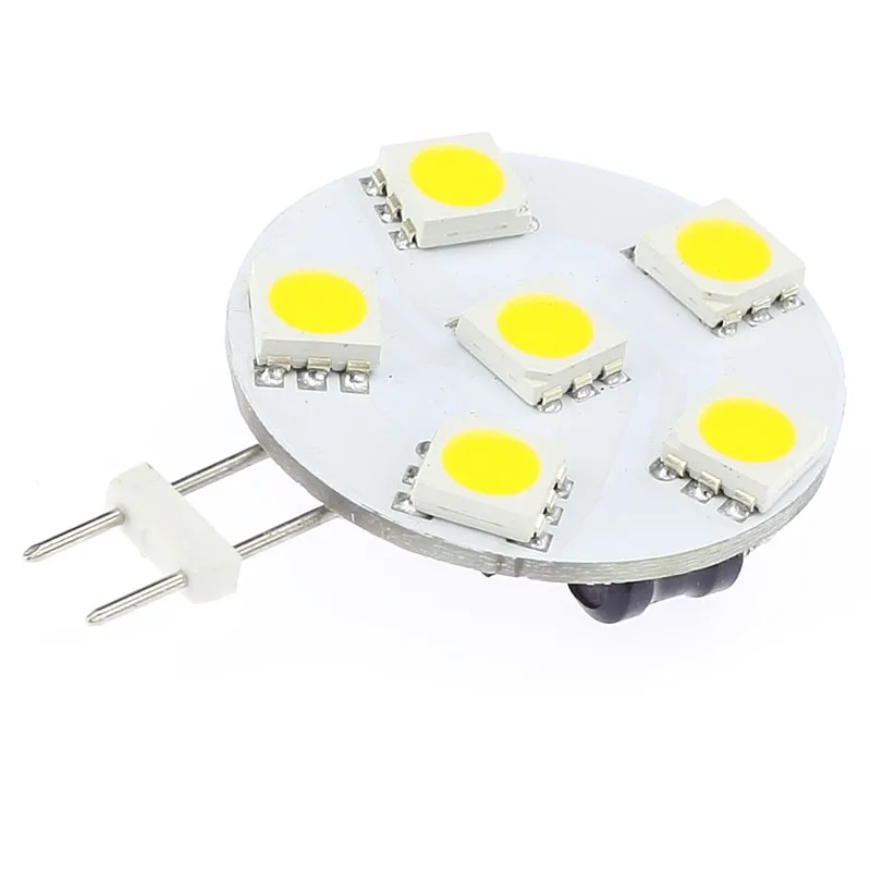 Приглушаемая SMD 5050 G4 6 светодиодная лампочка с круглой платой 1 Вт 12 В белый теплый