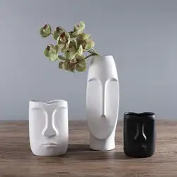 F Творческий Гостиная классические орнаменты керамические изделия абстрактного человеческого лица сушеные ваза для цветов вход домашние