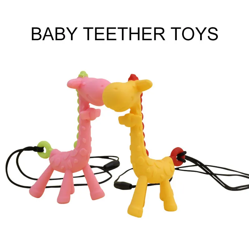 

Cartoon Giraffe Shape Baby Teether Toys Soft Giraffe Model Toddler Toys Simulation Giraffe Training Toothbrush Toy Gift For Baby