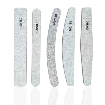 

5Pcs/set Grey Professional Washable Nail File 100/180 Semilune Sanding Buffer File Manicure Different Style Nail Art Tool