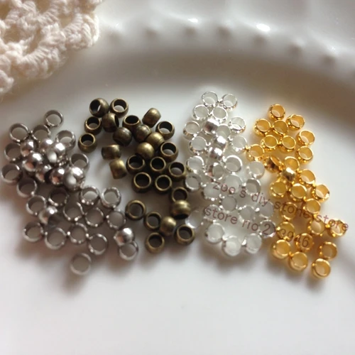 

Free Shipping 4MM 200Pcs Copper Crimp & End Beads DIY Jewelry Findings & Components