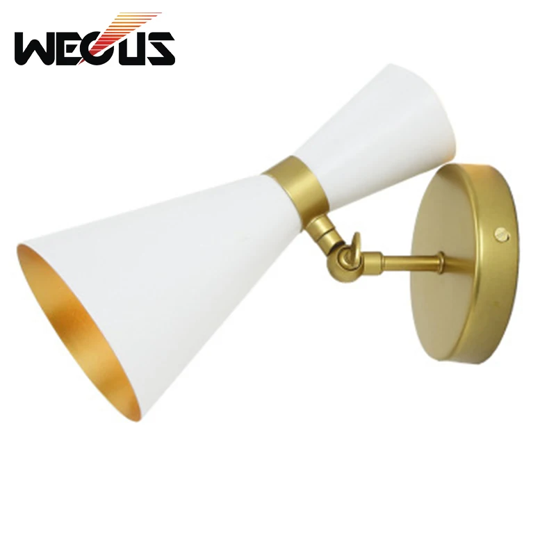 

Modern creative horn model wall lamp gold concise decorative wall mount fixture for office study reading hotel bedside aisle