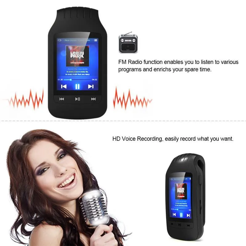 MP3 Player HOTT Support Sport Pedometer Bluetooth FM Radio TF Card Slot 1.8 " LCD Screen MP3 Stereo Music Player