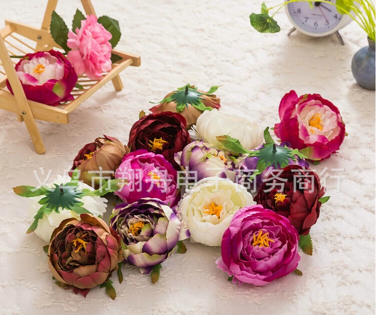 

100 pcs Dia 10cm Artificial Fabric Silk Peony Flower Head For Wedding Decoration Arch Flower Arrangement DIY Material Supplies