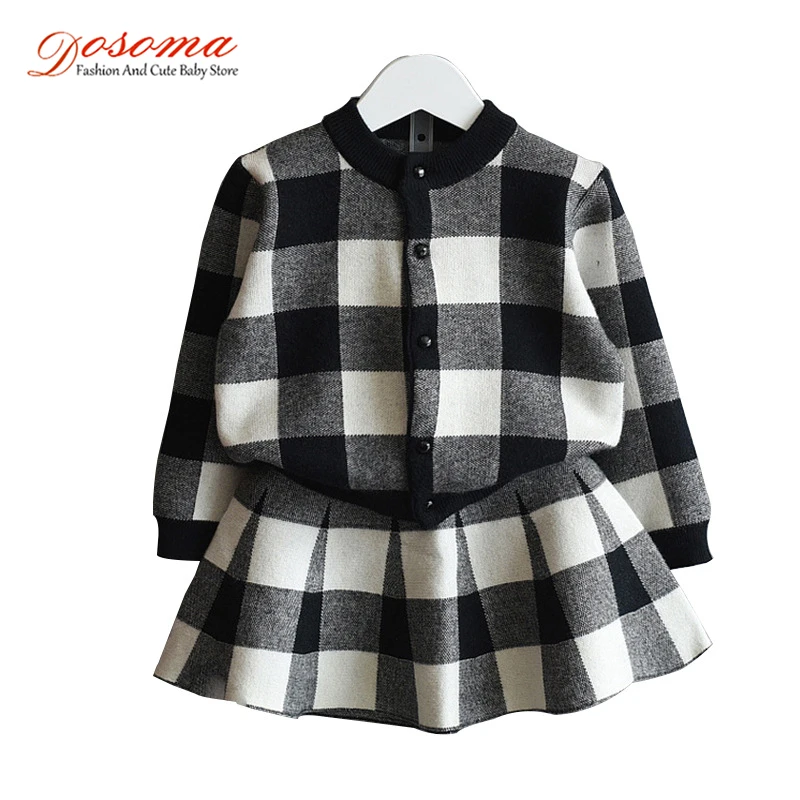 

Dosoma fashion korean spring children clothing plaid jackets coats+skirts 2pcs girls sports sets kids clothes costumes for kids