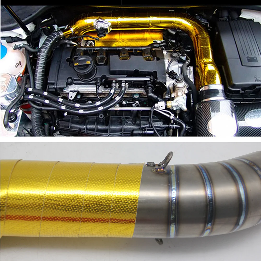 

High Temperature Resistant Aluminum Foil Fiber Cloth For Exhaust Pipe Hood Car Accessories For Cars For Tesla Peugeot Ford