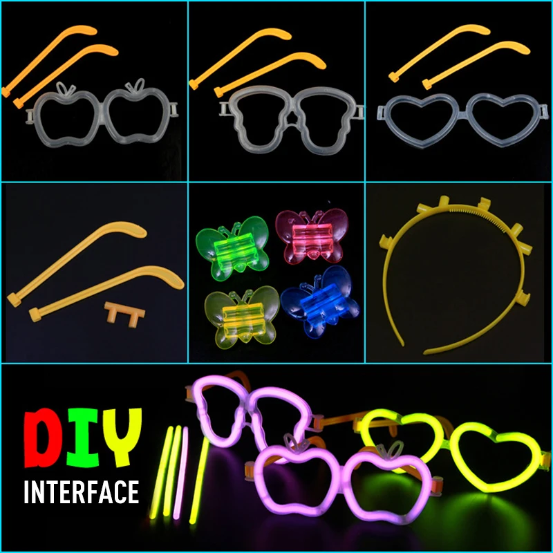 

DIY glow stick Fluorescence light glow sticks butterfly pattern headband glasses model toy props party festive supplies Drop