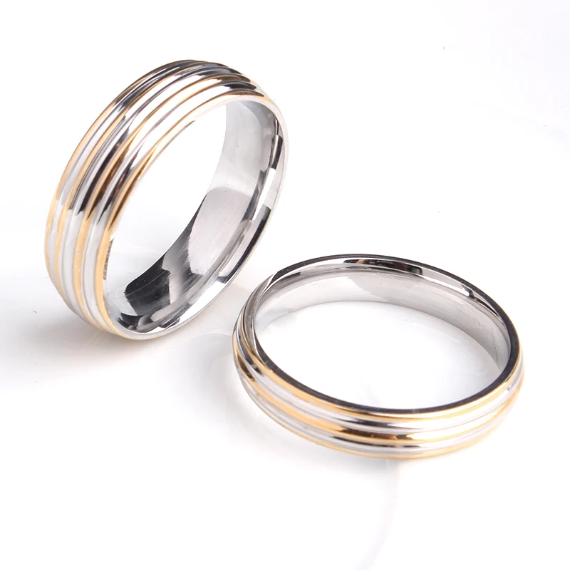 

Fine Striped lovers 316L Stainless Steel wedding rings for men women wholesale