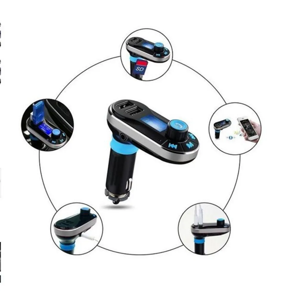 Bluetooth Car Kit MP3 Player FM Transmitter Auto Bluetooth AUX Wireless Car Modulator Radio 2 USB Car Charger Remote Control