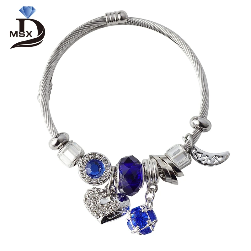 

Love Charming Bracelet Bangle Woman Cubic Zirconia Crystal Adjustable Stainless Steel Wire Wristband Wedding Jewelry Accessory