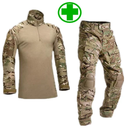 Tactical Camouflage Military Uniform Clothes Army Multicam Hunting Militar Combat Shirt + Cargo Pants Knee Pads Tactical Camouflage Military Uniform Clothes Army Multicam Hunting Militar Combat Shirt + Cargo Pants Knee Pads