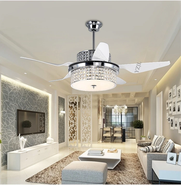 Whole Ceiling Fan Crystal Chandelier From China Crystal Ceiling Chandelier Fan Modern Restaurant Household Electric Lights Led With Remote Control Inverter Fans
