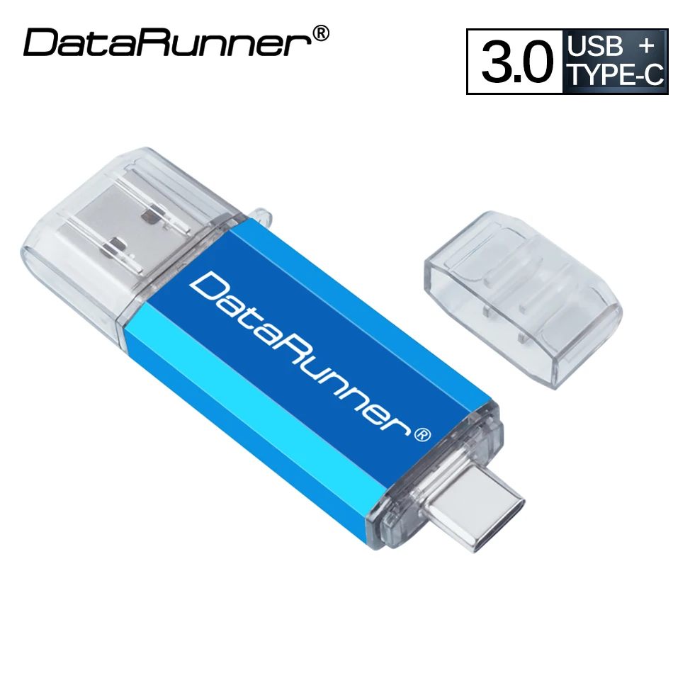 Новый DataRunner Тип C USB флэш-накопитель портативный флэш-накопитель 16 ГБ 32 ГБ 64 Гб 128 ГБ 256 ГБ 2 в 1 флеш-накопитель USB 3,0 флешки