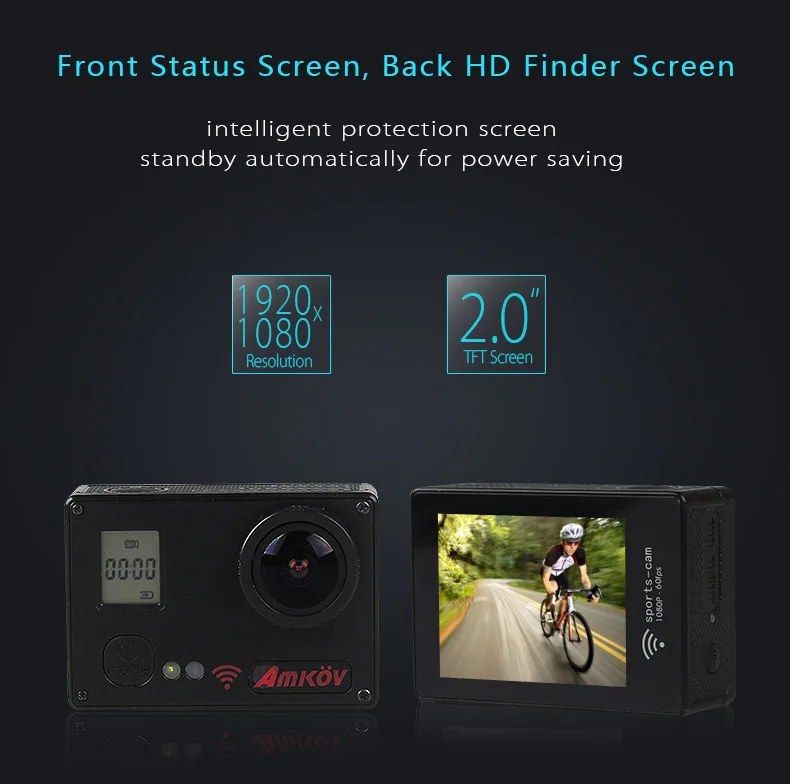 Amkov AMK7000S 4K Ultra HD 2 inches TFT WiFi Action Camera DV with Sunplus 6350M SPCA6350 OV4689 Image Sensor 170 Degree View Angle Remote Control Watch